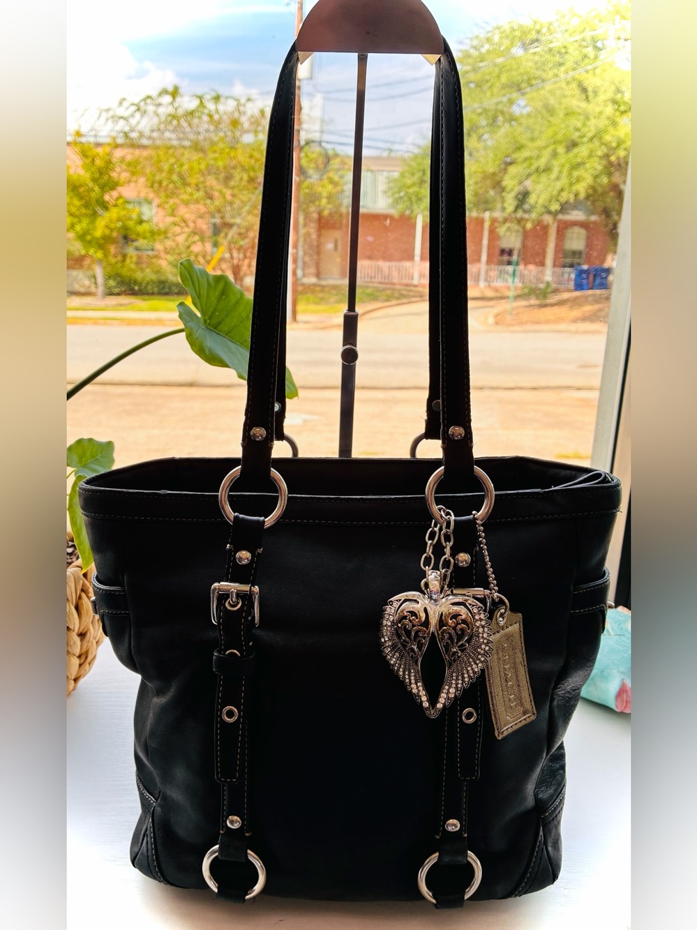 Coach Hampton Legacy “Lunch Tote” with Silver Heart Charm and tag